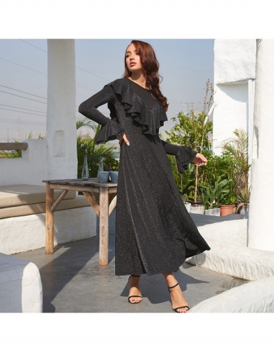 Replica  Spring Ruffled Long Sleeve Maxi Dress Long Sleeve Crew Neck #796997 $32.11 USD for Wholesale