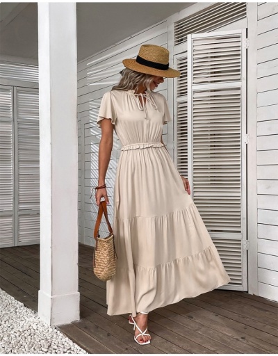  Casual Vacation Pure Color Short Sleeve Maxi Dress Short Sleeve V Neck #796999 $33.35 USD, Wholesale Fashion Maxi Dresses