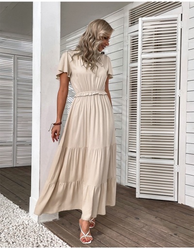 Replica  Casual Vacation Pure Color Short Sleeve Maxi Dress Short Sleeve V Neck #796999 $33.35 USD for Wholesale