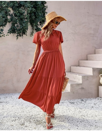 Replica  Casual Vacation Pure Color Short Sleeve Maxi Dress Short Sleeve V Neck #796999 $33.35 USD for Wholesale