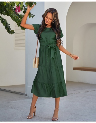 Casual Pure Color Round Neck Women's Midi Dress Short Sleeve Crew Neck #797000 $29.84 USD, Wholesale Fashion Maxi Dresses