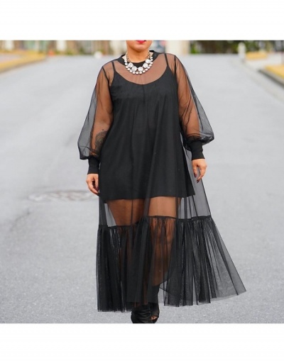  Fashion See Through Lantern Sleeve Two Piece Dress Set Long Sleeve Crew Neck #797006 $49.73 USD, Wholesale Fashion Maxi Dresses