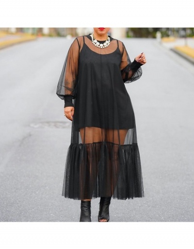 Replica  Fashion See Through Lantern Sleeve Two Piece Dress Set Long Sleeve Crew Neck #797006 $49.73 USD for Wholesale