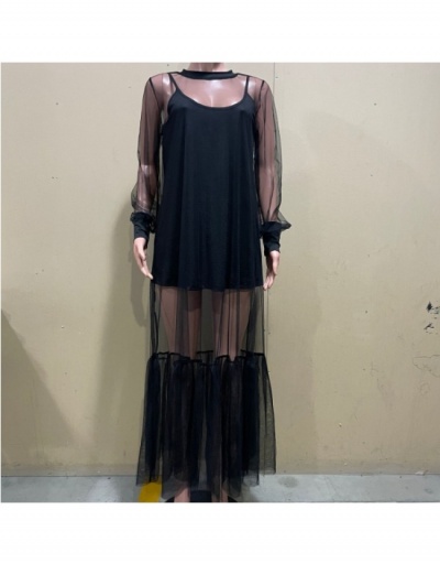 Replica  Fashion See Through Lantern Sleeve Two Piece Dress Set Long Sleeve Crew Neck #797006 $49.73 USD for Wholesale