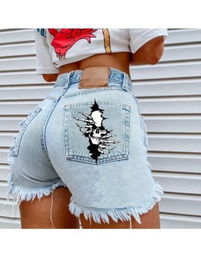 Hip Hop Style Cartoon Printing Denim Tassels Short Pants  #797013 $26.07 USD, Wholesale Fashion Jeans