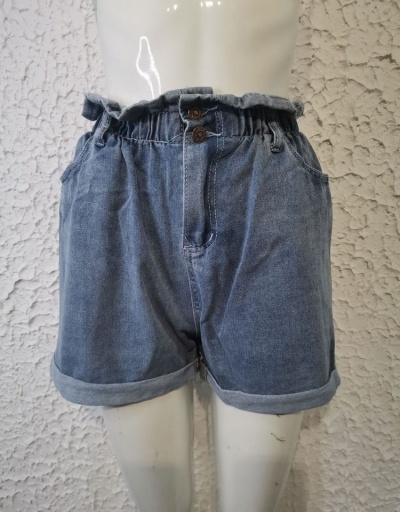 Replica Street Style Solid Color High Waist Denim Short Pants  #797014 $21.25 USD for Wholesale