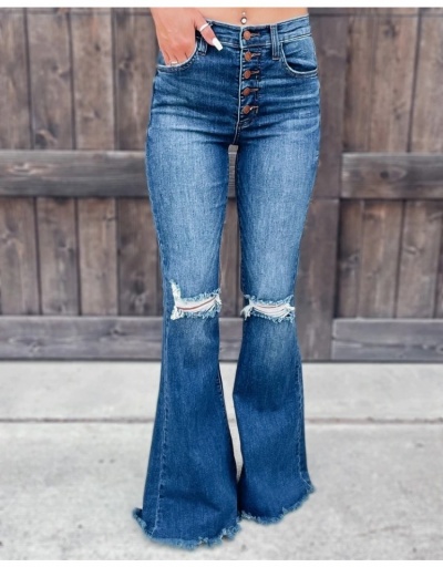  Summer New Ripped Hollow Out Long Women Jeans  #797015 $27.63 USD, Wholesale Fashion Jeans