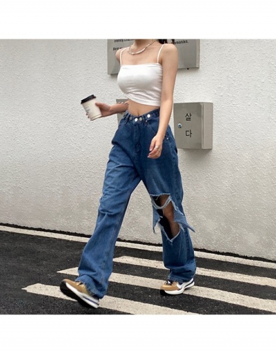 Replica Women Fashion Denim Straight Ripped Long Jeans  #797022 $28.73 USD for Wholesale