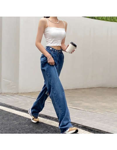 Replica Women Fashion Denim Straight Ripped Long Jeans  #797022 $28.73 USD for Wholesale