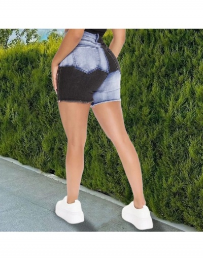 Replica Contrast Color High Waist  Denim Shorts #797027 $22.52 USD for Wholesale