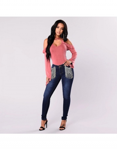 Replica Simple Design Tassels Zipper Up Denim Long Jeans  #797032 $33.60 USD for Wholesale