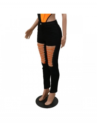 Replica  Fashion Denim Hollowed Out Bandage Tight Women's Jeans #797034 $44.27 USD for Wholesale