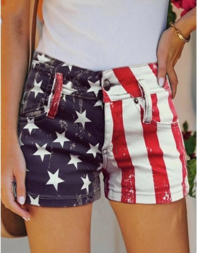 Replica American Flag Straight Low Rise Denim Shorts #797036 $20.28 USD for Wholesale