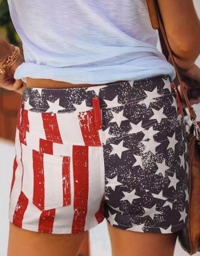 Replica American Flag Straight Low Rise Denim Shorts #797036 $20.28 USD for Wholesale