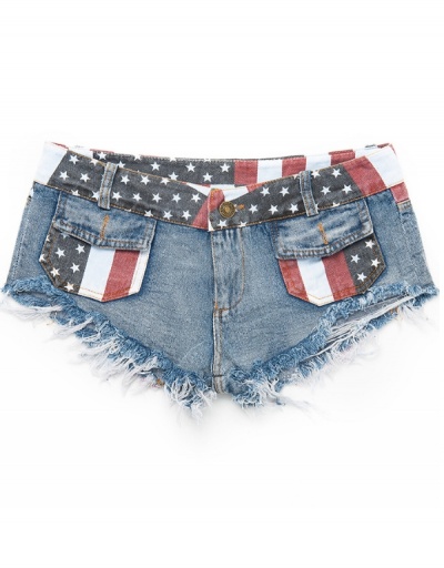  American Flag Pattern Patchwork Hot Low Rise Denim Shorts #797041 $25.48 USD, Wholesale Fashion Jeans