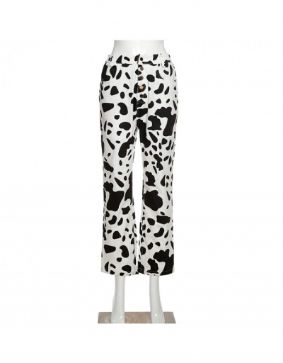 Cow Printed High Waist Straight Jean Trousers #797045 $36.96 USD, Wholesale Fashion Jeans