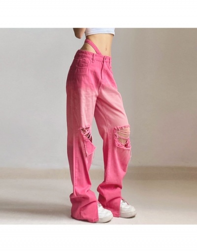 Replica Casaul Women Hole Design Gradient Color Long Jeans  #797048 $32.13 USD for Wholesale