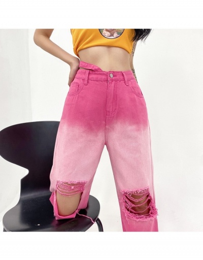 Replica Casaul Women Hole Design Gradient Color Long Jeans  #797048 $32.13 USD for Wholesale