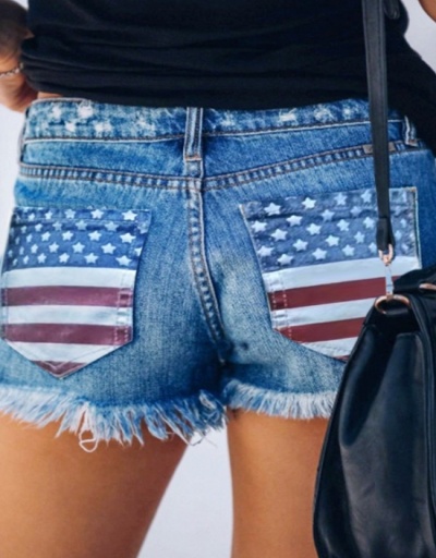 Ripped American Flag Pockets Patchwork Denim Shorts #797060 $23.09 USD, Wholesale Fashion Jeans