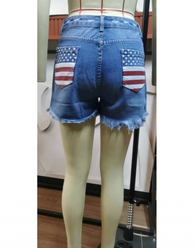 Replica Ripped American Flag Pockets Patchwork Denim Shorts #797060 $23.09 USD for Wholesale