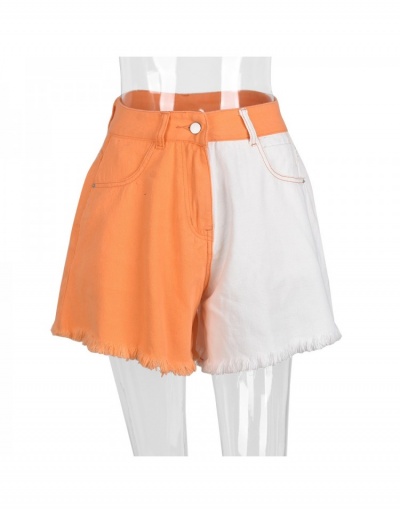 Replica Women Color Blocking Loose Straight Denim Shorts #797073 $23.53 USD for Wholesale