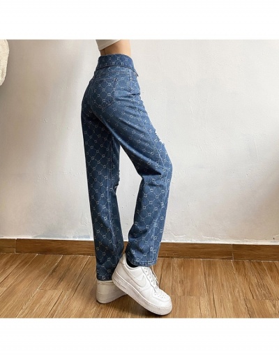 Replica  Casual Fashion High Waist Straight Floral Women Jeans  #797078 $37.96 USD for Wholesale