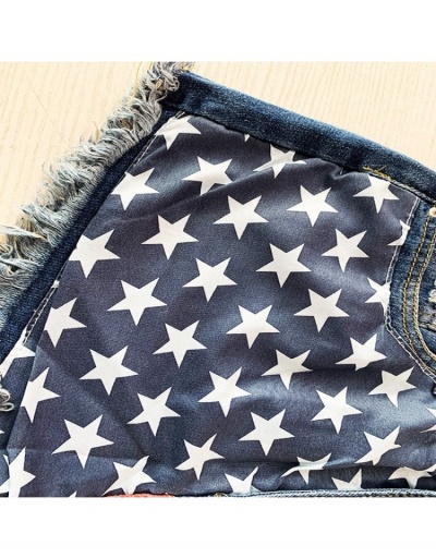 Replica American Flag Straight Denim Shorts For Women #797082 $32.76 USD for Wholesale