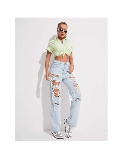 Replica  Summer Ripped High Waist Women's Jeans #797090 $32.17 USD for Wholesale