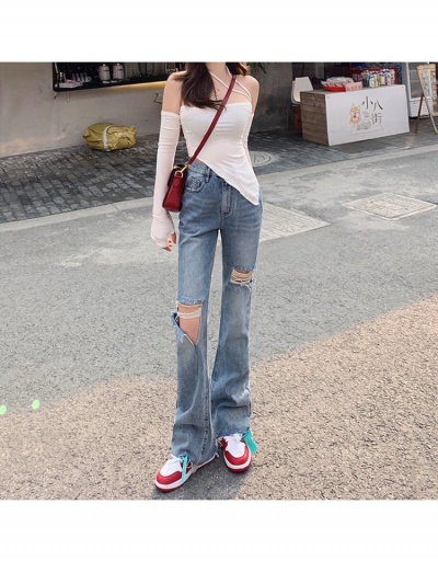 Replica  Fashion Ripped Pure Color Bootcut Jeans #797098 $38.89 USD for Wholesale