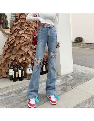 Replica  Fashion Ripped Pure Color Bootcut Jeans #797098 $38.89 USD for Wholesale