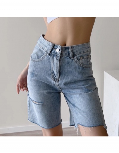 Replica Leisure Pure Color Denim Raged Hem Women's Jean #797105 $35.75 USD for Wholesale