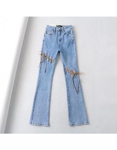  Personalized Denim Pure Color Bandage Women's Jeans #797107 $42.80 USD, Wholesale Fashion Jeans