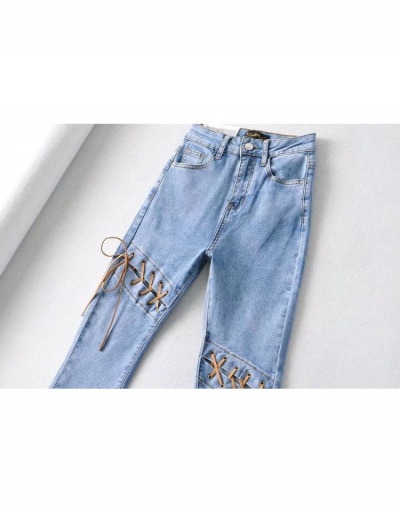 Replica  Personalized Denim Pure Color Bandage Women's Jeans #797107 $42.80 USD for Wholesale