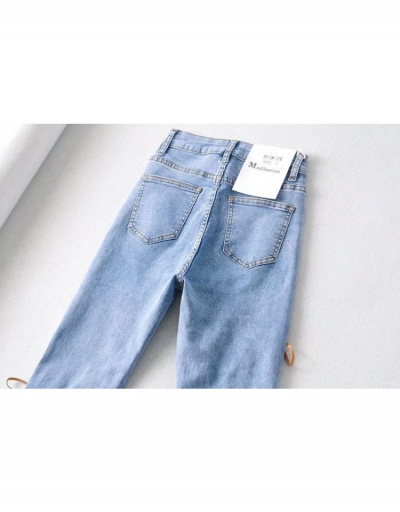 Replica  Personalized Denim Pure Color Bandage Women's Jeans #797107 $42.80 USD for Wholesale