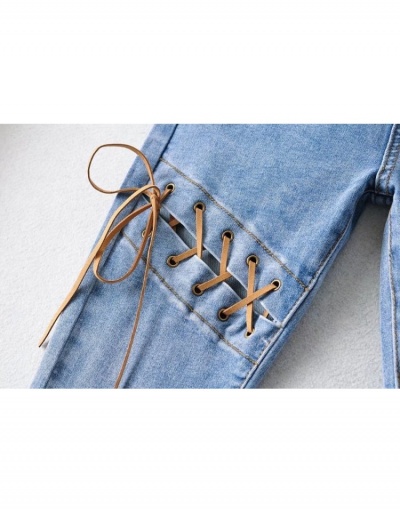 Replica  Personalized Denim Pure Color Bandage Women's Jeans #797107 $42.80 USD for Wholesale