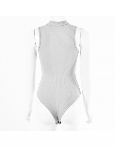 Replica  Women's Pure Color Zipper Bodysuits Sleeveless Stand Collar #797125 $18.79 USD for Wholesale