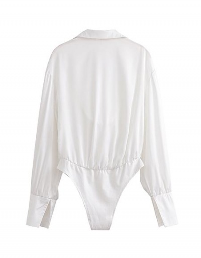 Replica Sexy Deep V Neck Long Sleeve White Bodysuit Long Sleeve V Neck #797127 $34.58 USD for Wholesale