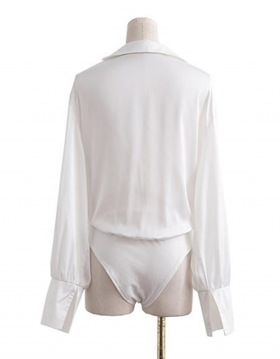 Replica Sexy Deep V Neck Long Sleeve White Bodysuit Long Sleeve V Neck #797127 $34.58 USD for Wholesale