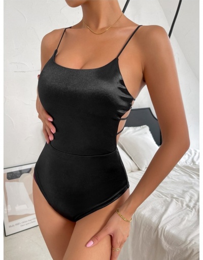 Summer Black Backless Sleeveless Spaghetti Straps Bodysuits Sleeveless U Neck #797132 $12.85 USD, Wholesale Fashion Bodysuits