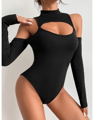  Backless Hollowed Out Pure Color Bodysuit Long Sleeve Turtle Neck #797133 $15.15 USD, Wholesale Fashion Bodysuits