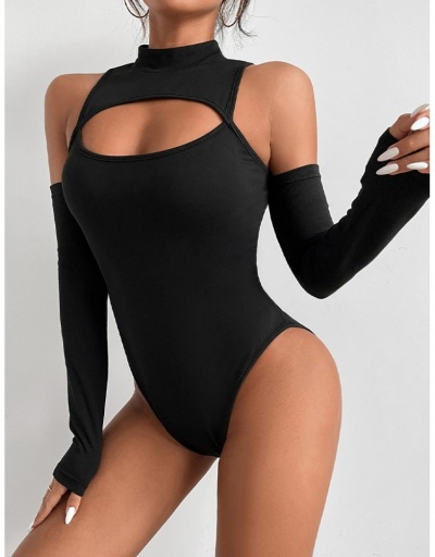 Replica  Backless Hollowed Out Pure Color Bodysuit Long Sleeve Turtle Neck #797133 $15.15 USD for Wholesale