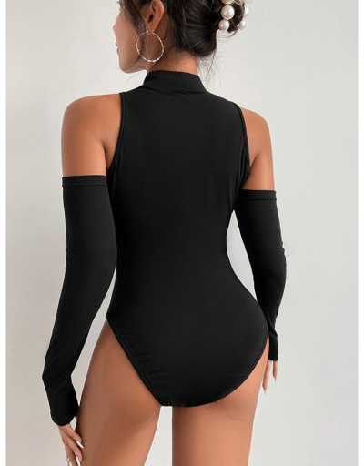 Replica  Backless Hollowed Out Pure Color Bodysuit Long Sleeve Turtle Neck #797133 $15.15 USD for Wholesale