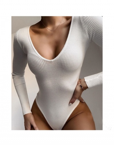 Replica Fall Solid V Neck Long Sleeve Fitted Bodysuits Long Sleeve V Neck #797146 $21.42 USD for Wholesale