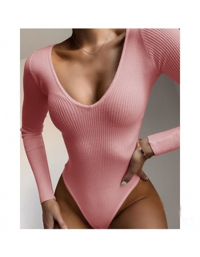 Replica Fall Solid V Neck Long Sleeve Fitted Bodysuits Long Sleeve V Neck #797146 $21.42 USD for Wholesale