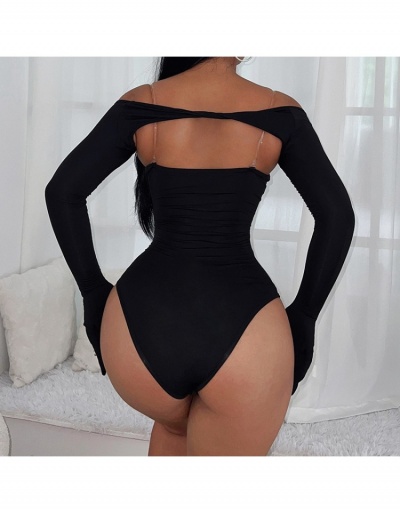 Replica Hollow Out  Sexy Black Bodysuit Sets For Women Long Sleeve Boat Neck,Sweetheart Neck #797148 $27.16 USD for Wholesale