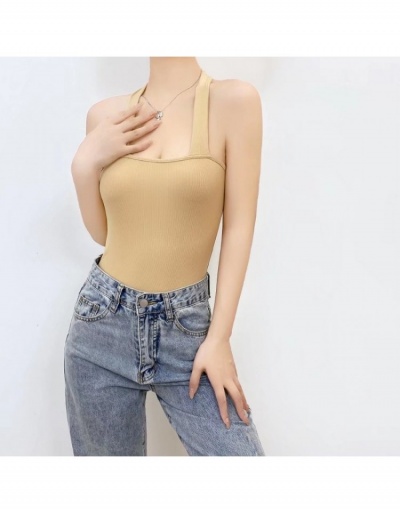 Replica  Summer Backless Halter Pure Color Bodysuit Sleeveless Halter #797157 $22.23 USD for Wholesale