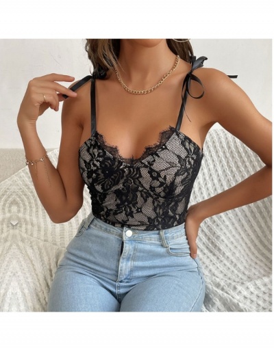 Replica Lace  Patchwork Black Sleeveless Bodysuits For Women Sleeveless Sweetheart Neck #797158 $23.38 USD for Wholesale