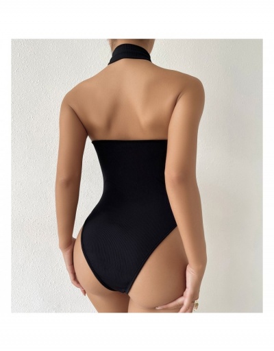 Replica Ladies Black Backless Halter Sleeveless Bodysuits Sleeveless Halter #797165 $13.53 USD for Wholesale