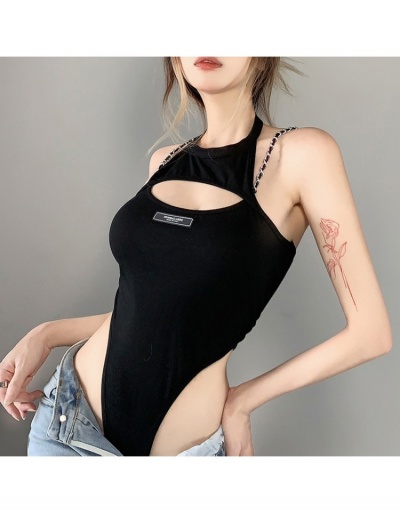 Replica Hollow Out  Halter Backless Sleeveless Bodycon Bodysuits Sleeveless Halter #797171 $19.25 USD for Wholesale