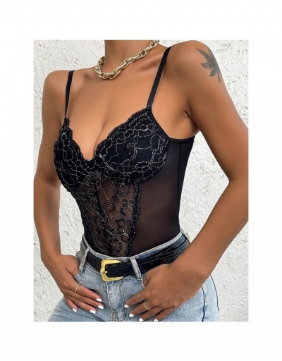 Replica Sexy Lace V Neck Slip Bodysuits  Sleeveless V Neck #797176 $15.15 USD for Wholesale